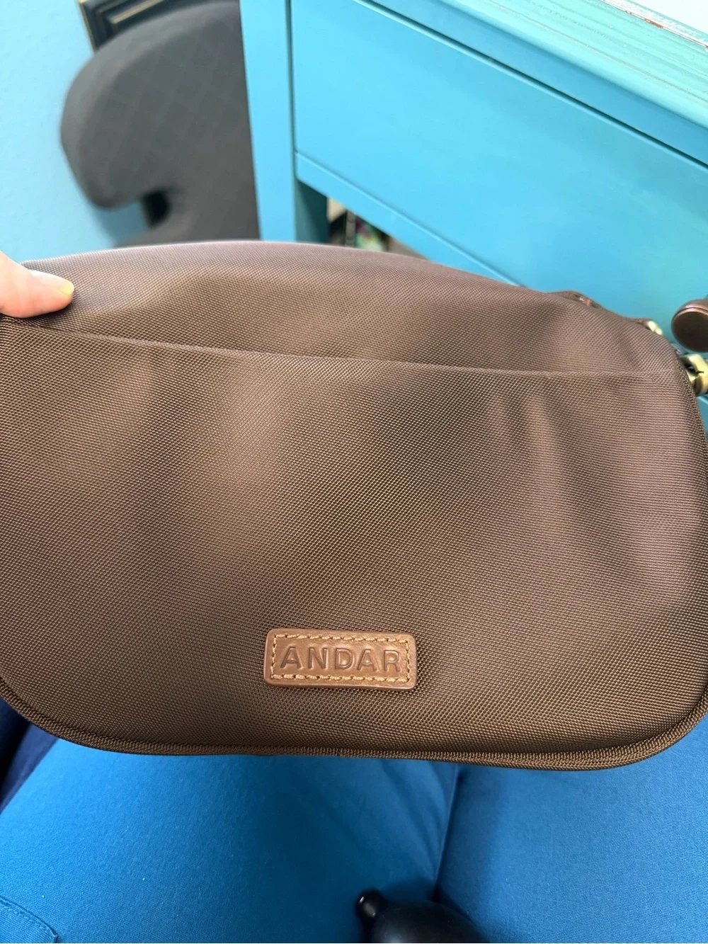 Brown Crossbody Bag with Top Zip